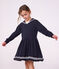 Vestido infantil liso de manga larga de algod&oacute;n SMOKING