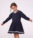 Vestido infantil liso de manga larga de algod&oacute;n