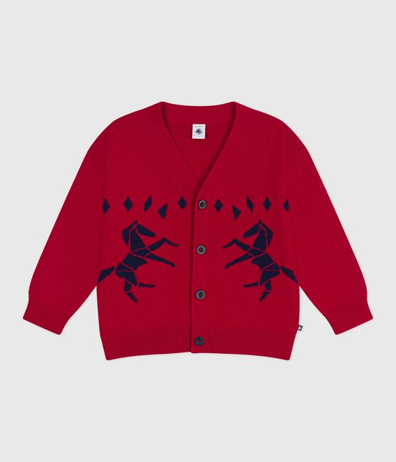 Cárdigan infantil de lana y algodón con estampado rojo TERKUIT/ SOIR