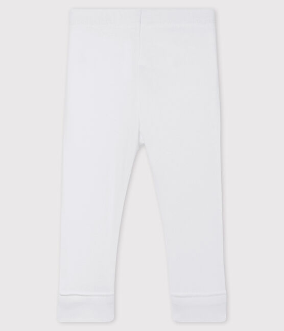 «Legging» de punto 1 x 1 liso para bebé niña. blanco MARSHMALLOW