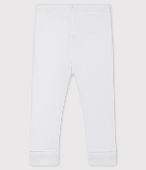 Legging de punto 1 x 1 liso para beb&eacute; ni&ntilde;a. blanco