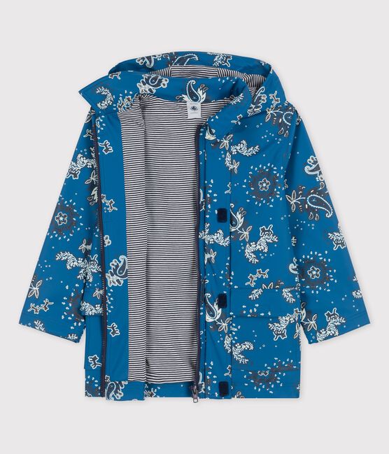 CHUBASQUERO ICÓNICO RECICLADO DE NIÑA/NIÑO azul BRASIER/blanco MULTICO