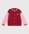 Chaqueta teddy infantil lisa colorblock de algod&oacute;n rojo