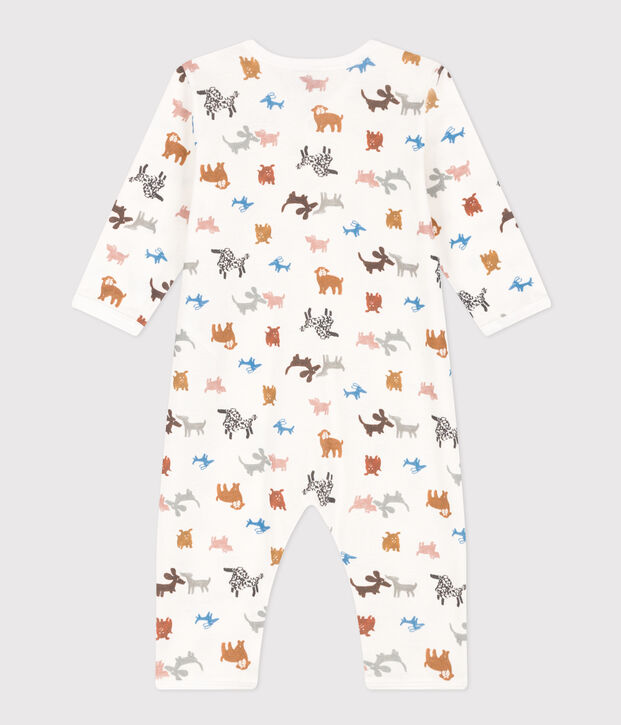 Pijama sin pies de algod&oacute;n blanco/marron
