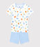 Pijama corto con estampado de limones de algodón ecológico de niño blanco MARSHMALLOW/blanco MULTICO