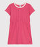 Vestido infantil liso de algodón de manga corta rosa PEONIA