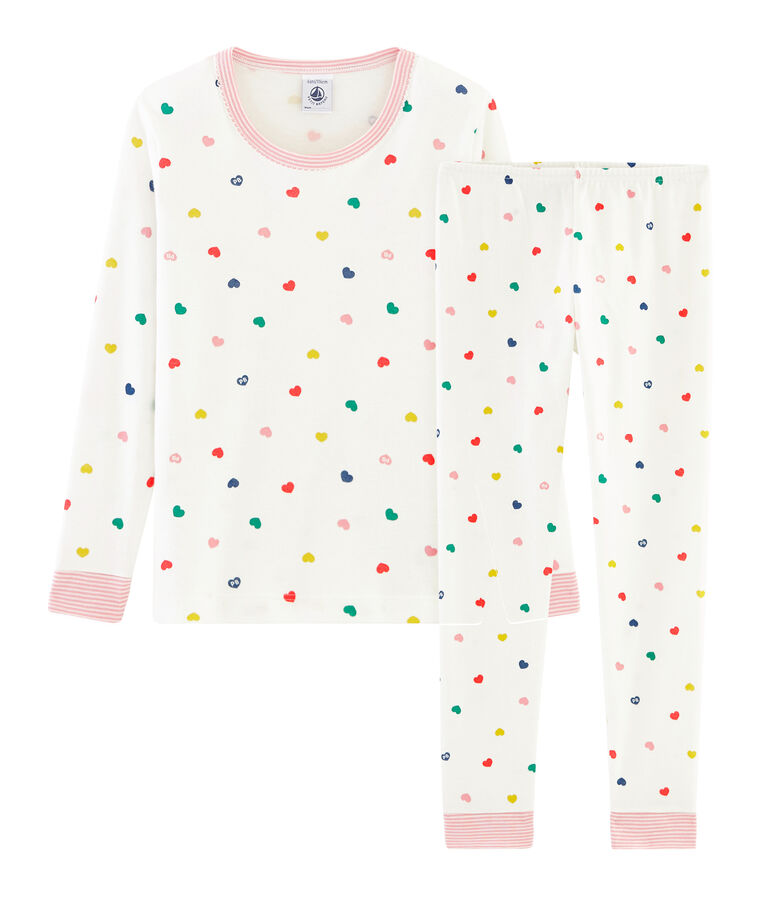 Pijama de corte muy ajustado de punto para ni&ntilde;a blanco/multicolor