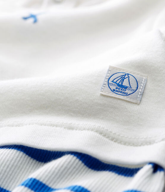 Mono corto para bebé niño blanco MARSHMALLOW/azul COOL