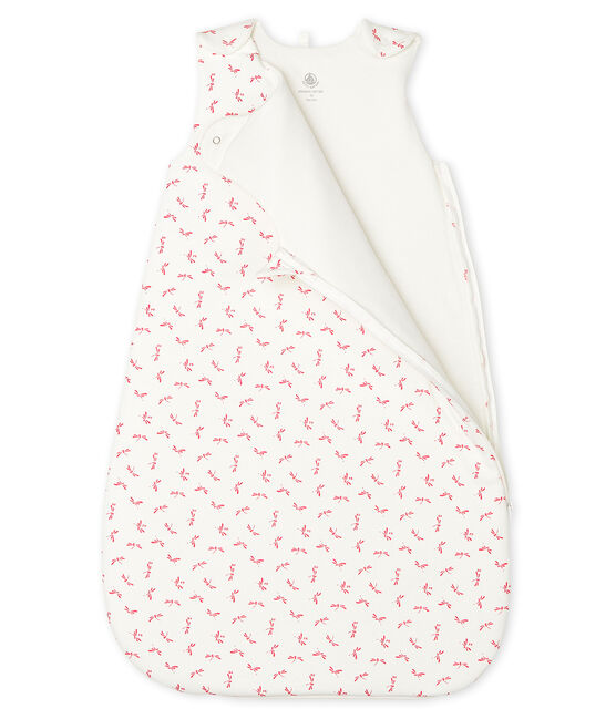 Saco de punto para bebé blanco MARSHMALLOW/rosa GROSEILLER