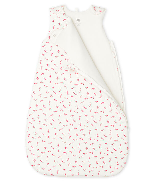Saco de punto para beb&eacute; blanco/rosa