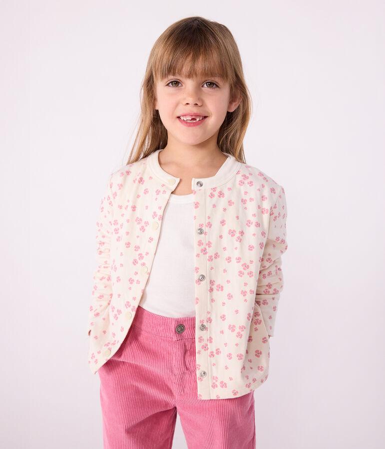 C&aacute;rdigan infantil de algod&oacute;n estampado crudo/multicolor