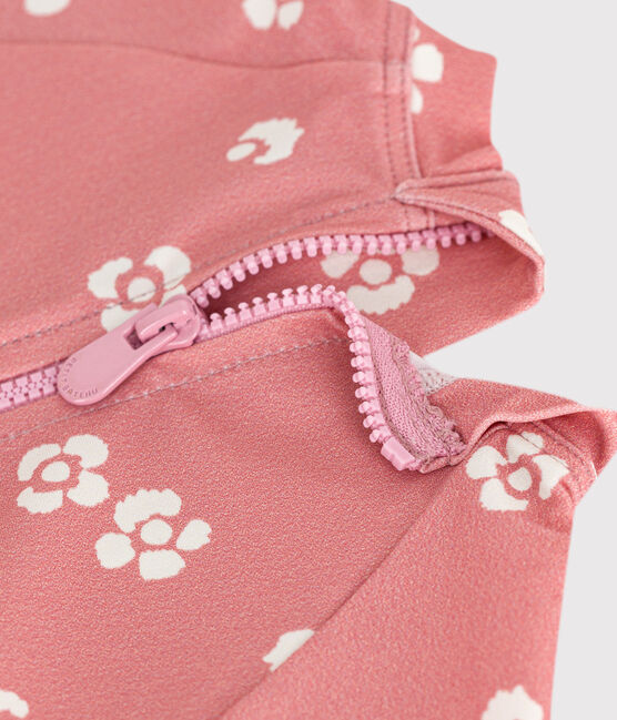 Mono anti UV con estampado de flores para bebé rosa CHARME/blanco MARSHMALLOW