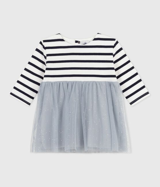 Vestido de dos materiales de manga larga para bebé CO2/ MULTICO