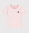 Camiseta infantil lisa de manga corta de algodón rosa FLEUR