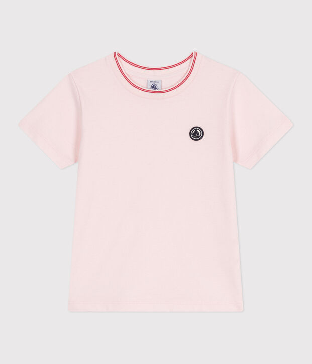 Camiseta infantil lisa de manga corta de algod&oacute;n FLEUR