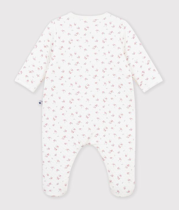 Pijama de t&uacute;bico con estampado de flores para beb&eacute; blanco/rosa