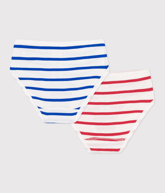 Juego de 2 braguitas infantiles de algodón de talle alto a rayas variante 1