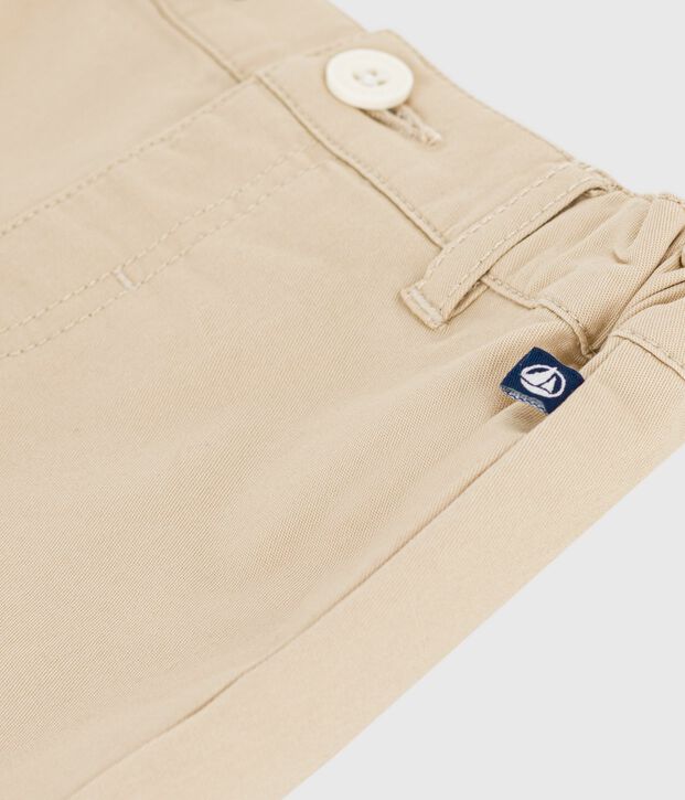 Shorts lisos de algod&oacute;n para beb&eacute; beige