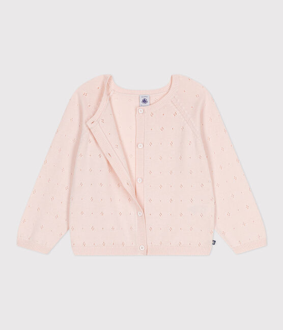 Cárdigan infantil de algodón de punto de fantasía rosa FLEUR