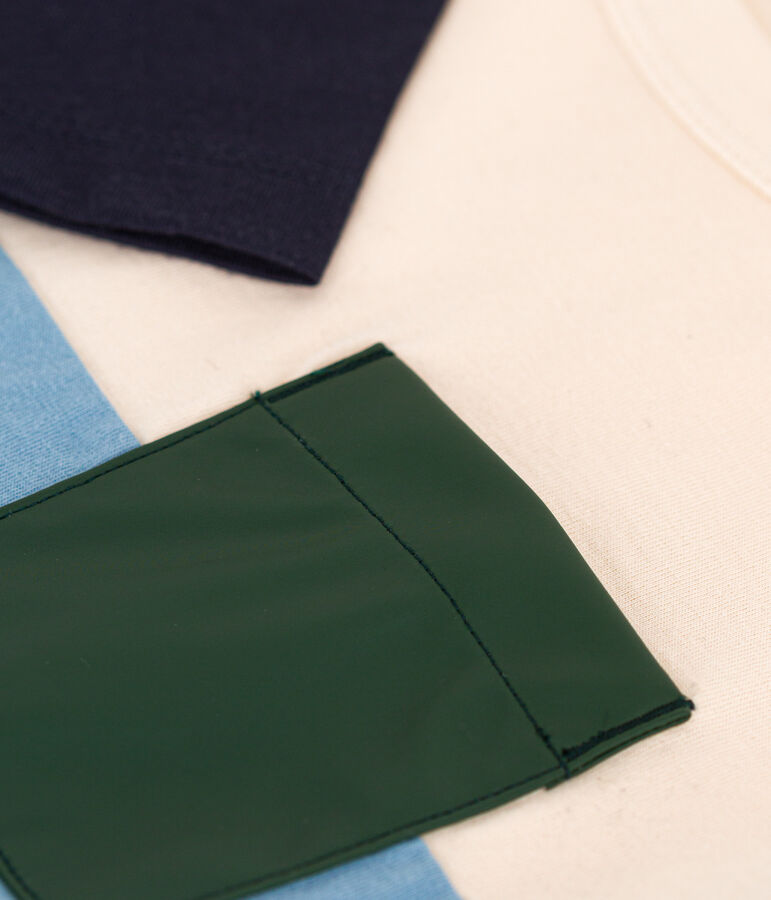 Camiseta de algod&oacute;n de manga larga de ni&ntilde;o crudo/multicolor