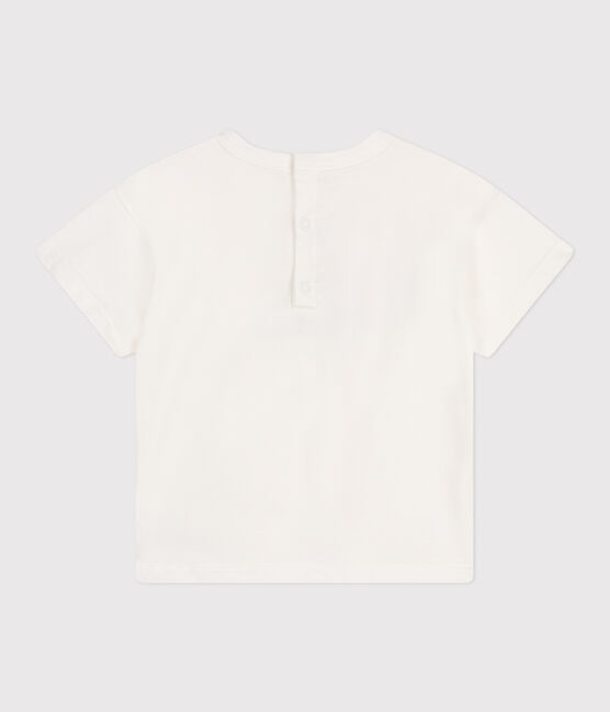 Camiseta lisa de manga corta de algodón para bebé blanco MARSHMALLOW
