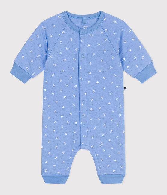 Pelele de algodón con estampado de pequeñas anclas para bebé azul EDNA/blanco MARSHMALLOW
