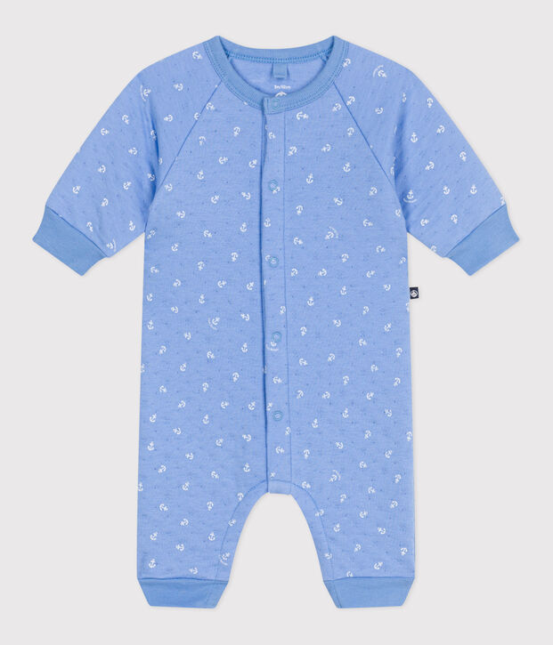 Pelele de algod&oacute;n con estampado de peque&ntilde;as anclas para beb&eacute; azul/blanco