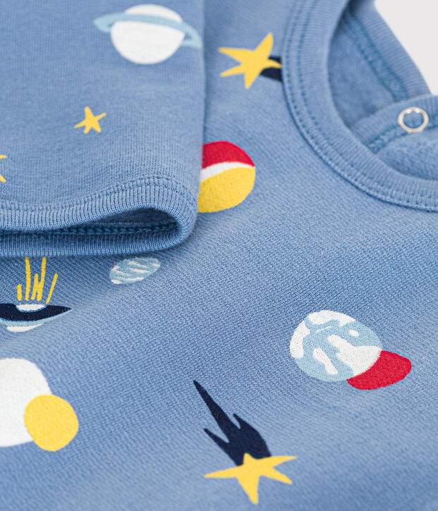 Pijama de felpa cepillada con estampado espacial para beb&eacute; azul/multicolor