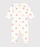Pijama de terciopelo con corazones multicolores para bebé blanco MARSHMALLOW/blanco MULTICO
