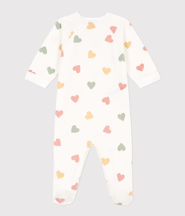 Pijama de terciopelo con corazones multicolores para beb&eacute; blanco/multicolor