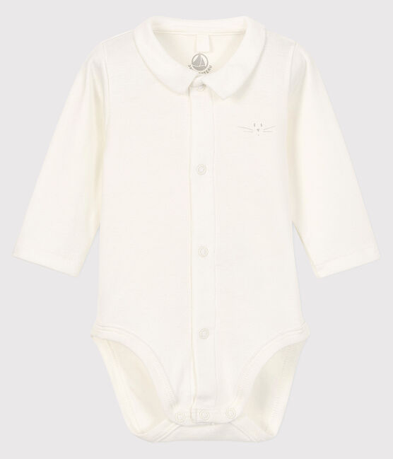 Bodi con cuello de manga larga para bebé niño blanco MARSHMALLOW