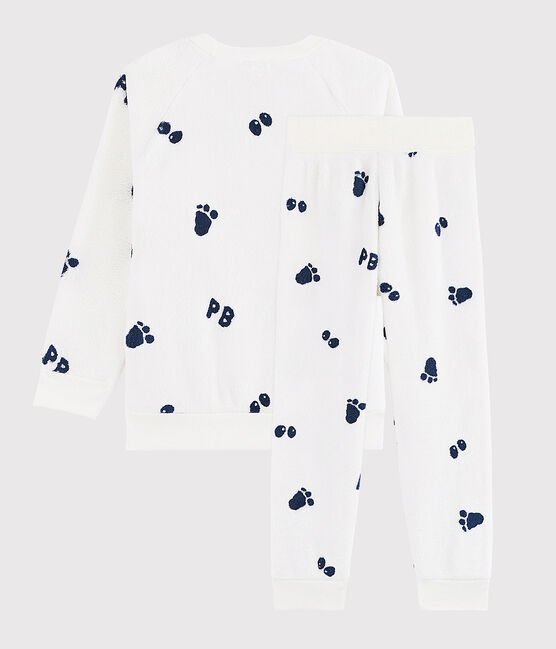 Pijama de niño pequeño de polar blanco MARSHMALLOW/azul MEDIEVAL CN