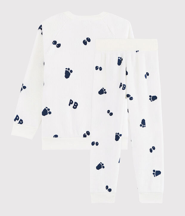 Pijama de ni&ntilde;o peque&ntilde;o de polar blanco/azul