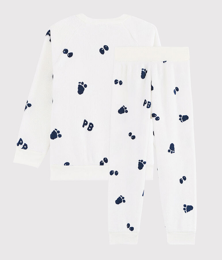 Pijama de ni&ntilde;o peque&ntilde;o de polar blanco/azul