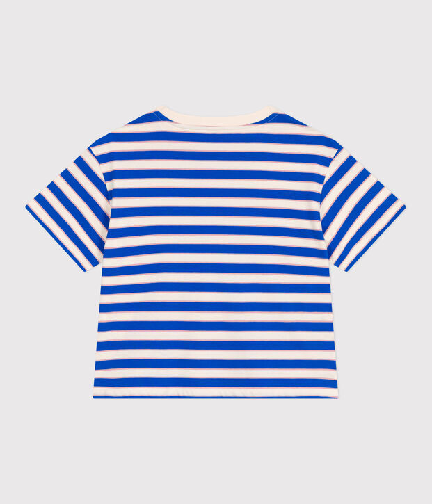 Camiseta Boxy de algod&oacute;n a rayas para mujer crudo/multicolor