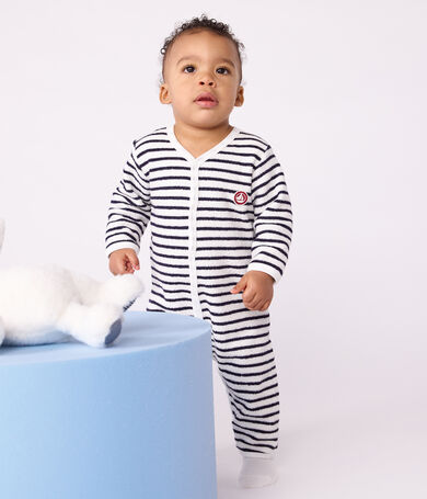 Pijama sin pies de algod&oacute;n con estampado de rayas para beb&eacute;