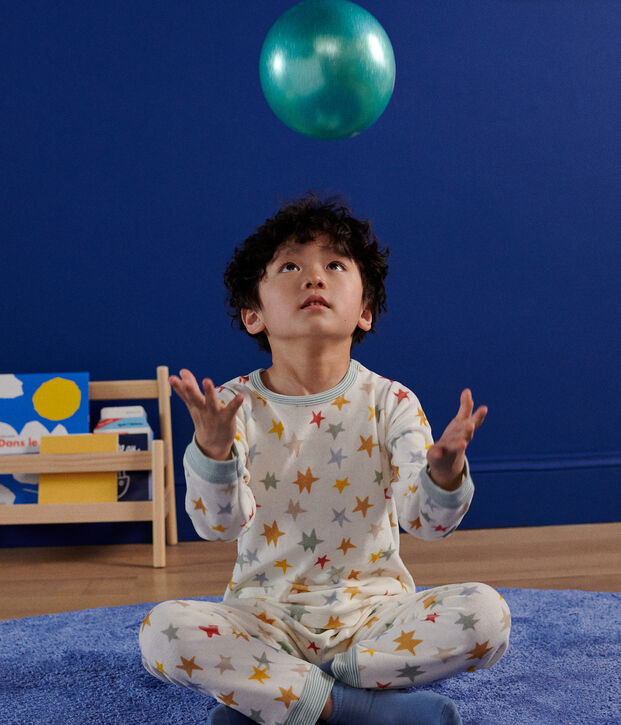 Pijama infantil de terciopelo con estampado de estrellas blanco/multicolor