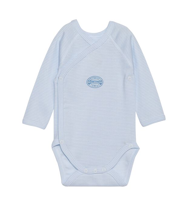 Body de manga larga milrayas de primera puesta para beb&eacute; ni&ntilde;o azul/blanco