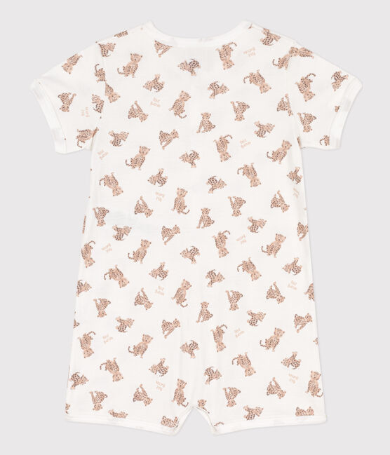 Mono corto de algodón estampado para bebé blanco MARSHMALLOW/blanco MULTICO