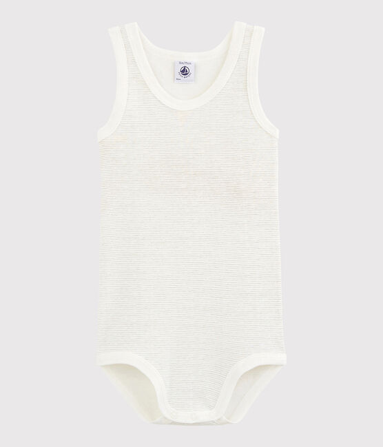 Bodi sin mangas de bebé niña/niño blanco LAIT/gris MISTIGRI