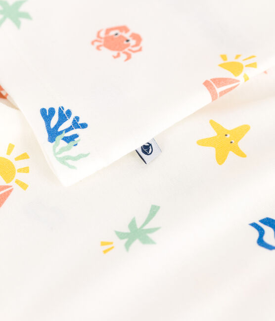 Pijama infantil corto de algodón con estampado blanco MARSHMALLOW/blanco MULTICO