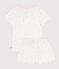 Pijama corto infantil de algodón calado con estampado de flores blanco MARSHMALLOW/blanco MULTICO