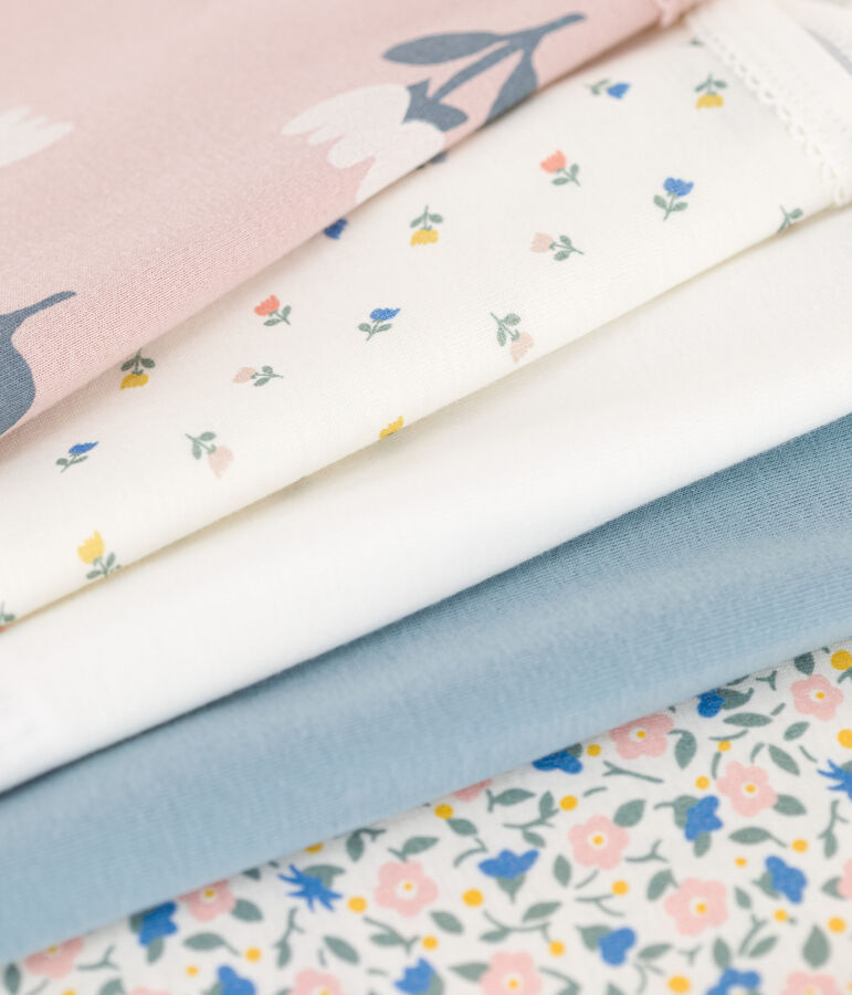 Juego de 5 bodis de tirantes de algod&oacute;n con flores variante 1