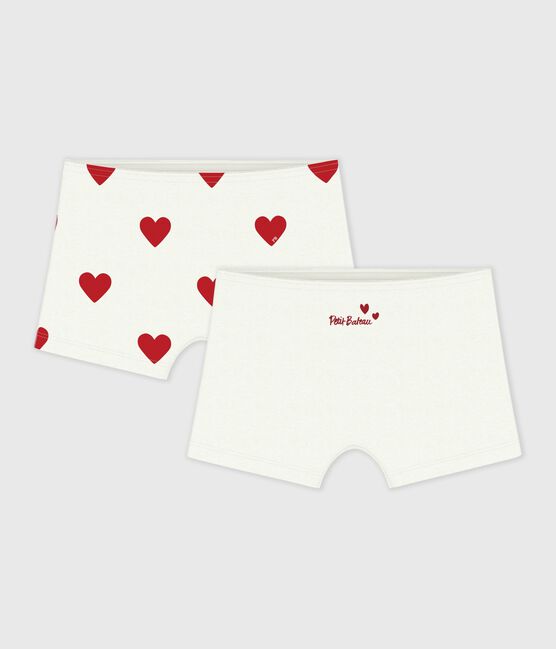 Juego de 2 culottes infantiles de algodón con estampado de corazones variante 1