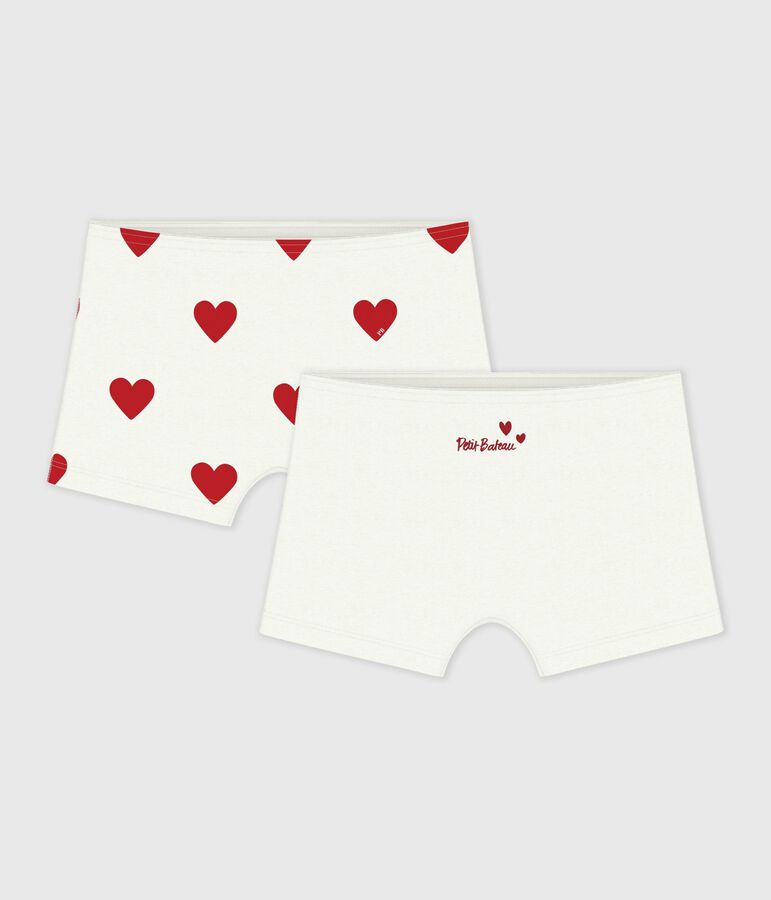 Juego de 2 culottes infantiles de algod&oacute;n con estampado de corazones multicolor