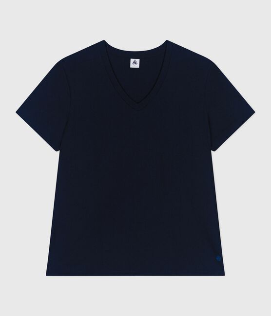 Camiseta Recta de algodón liso para mujer azul SMOKING
