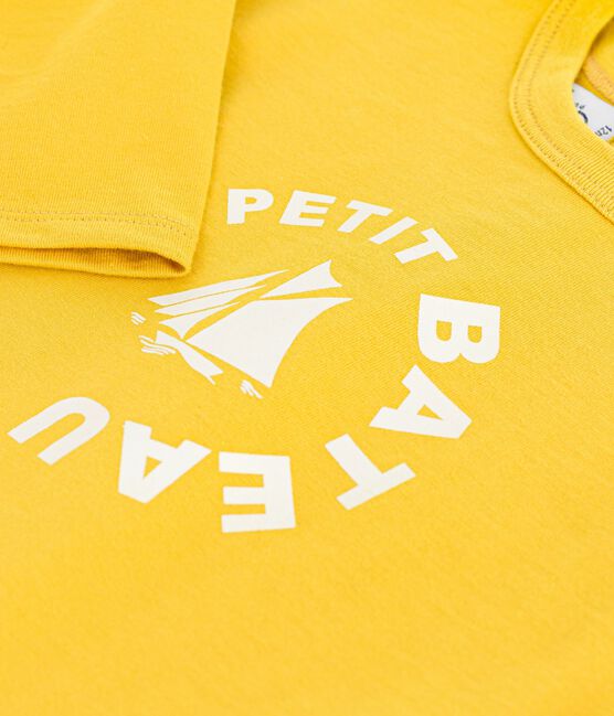 Camiseta de algodón de manga larga con estampado de gato para bebé amarillo NAPLES