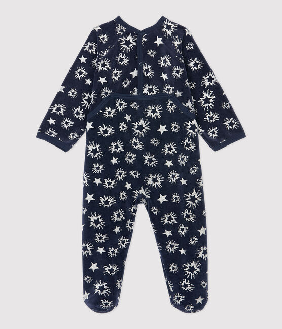 Pelele de bebé con estampado de estrellas de terciopelo azul SMOKING/blanco ECUME