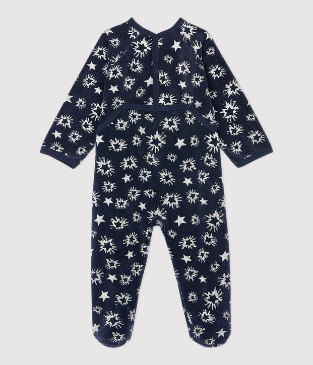 Pelele de beb&eacute; con estampado de estrellas de terciopelo azul/blanco