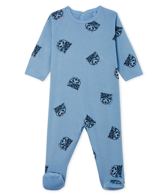 Pijama de punto para bebé niño azul ACIER/blanco MULTICO